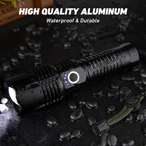 Rechargeable Led Flashlights High Lumens - 900,000 Lm Brightest High Powered Flash Light for Camping