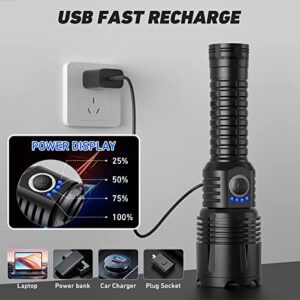 Rechargeable Led Flashlights High Lumens - 900,000 Lm Brightest High Powered Flash Light for Camping