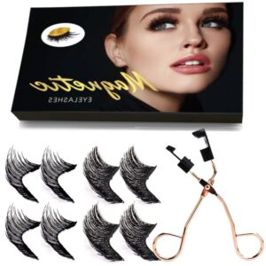 dual magnetic eyelashes without eyeliner or glue needed, reusable magnetic eyelash natural look, false eyelashes magnetic, 4pair soft 3d magnetic lashes kit with applicator for womens easy to wear
