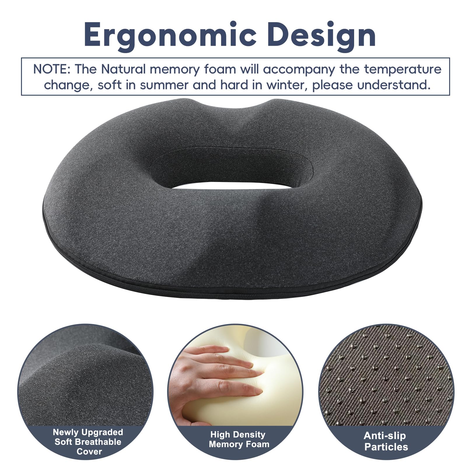 CosyLife 2023 Upgraded Donut Pillow Seat Cushion[ 2 Sets Seat Covers]-Relieve Pain and Pressure for Hip Tailbone & Coccyx, Sciatica | High Density Memory Foam for Office/Home/Travel(Black)