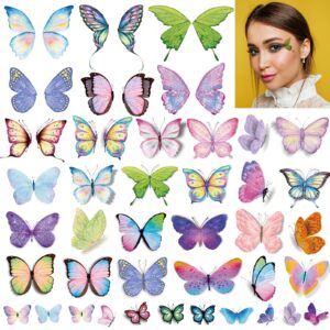 onogola glitter butterfly makeup temporary tattoos for women girls, 10sheets colorful butterflies wings fake tattoo stickers waterproof for face eye makeup birthday party favors gifts
