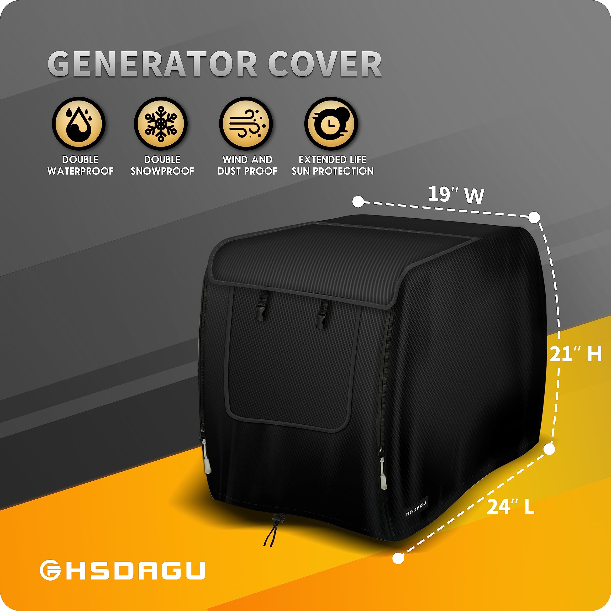 HSDAGU Generator Cover,Outdoor Generator Cover with Visual Control Window,600D+210D Waterproof Oxford cloth,Size of 24 "Lx19" Wx21 "H inches,Suitable for Champion 200988 ,Wen58380i DF451i.etc (black).