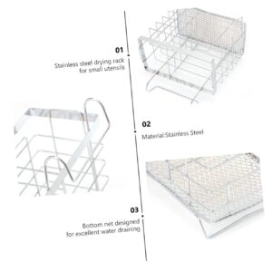 PACKOVE Drying Rack Holder Countertop Stainless Steel Sponge Holder Metal Utensil Drying Rack Flatware Storage Mesh Metal Chopsticks Chopstick Utensil Holder Steel Wire Dryer