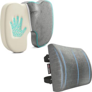 fortem chair seat cushion (velour, grey) + lumbar support