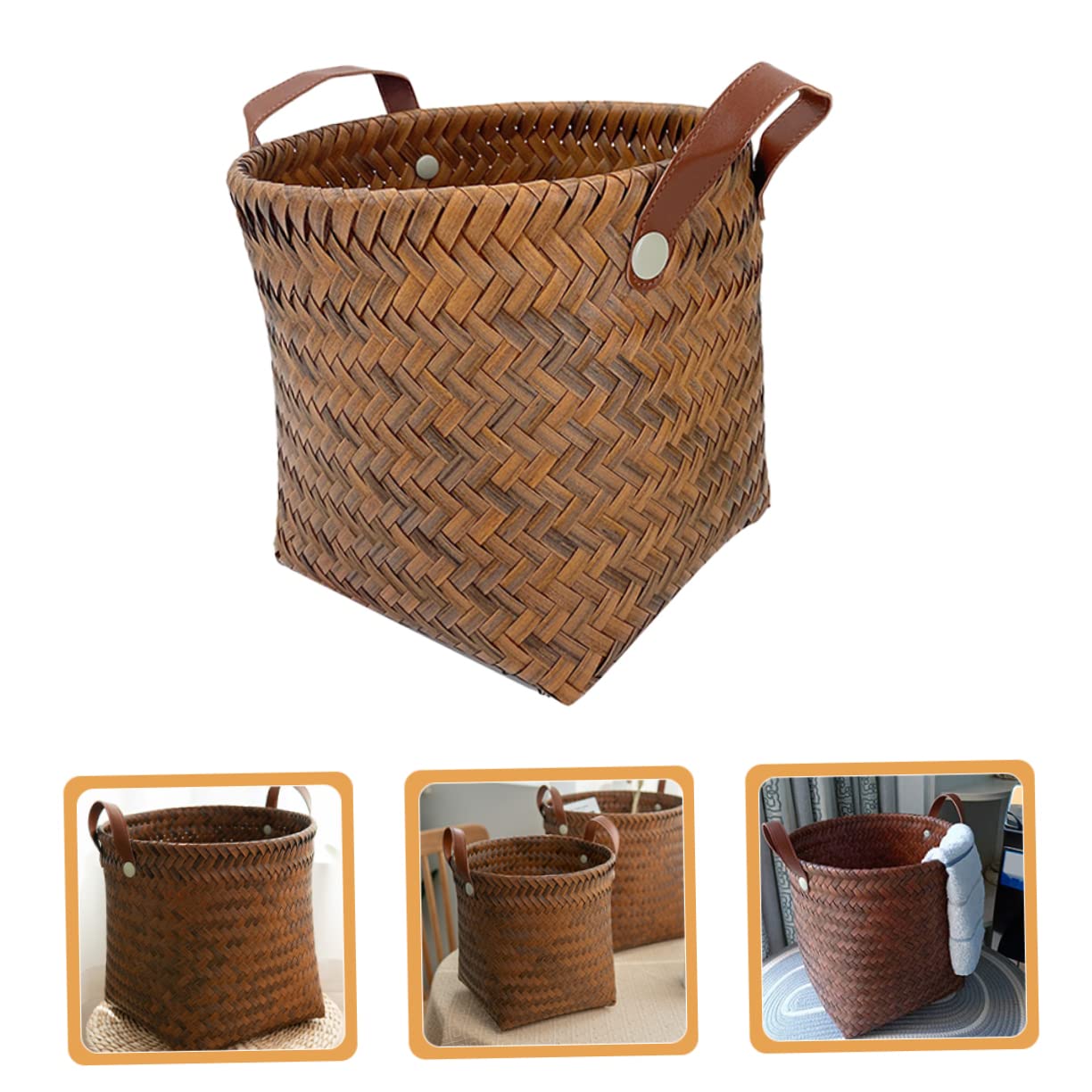 YARNOW Rattan Storage Basket Plant Basket Cubicle Shelf Plastic Shelving Cube Organizer Shelf Basket for Blankets Plastic Containers Desktop Woven Basket at Home Finishing Basket Pp Vine