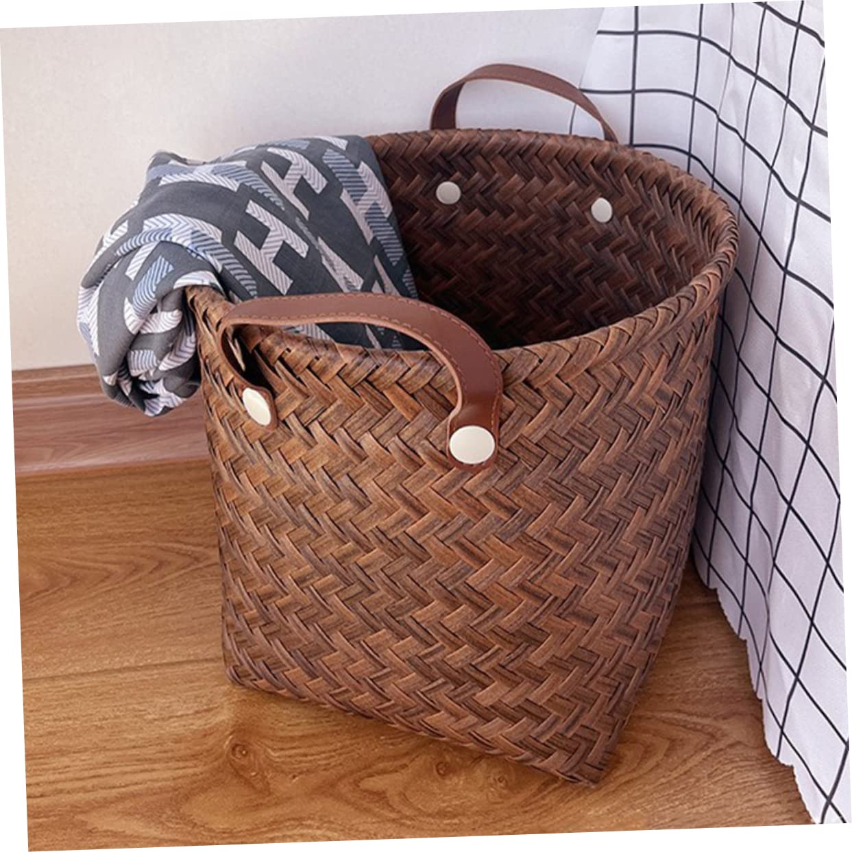 YARNOW Rattan Storage Basket Plant Basket Cubicle Shelf Plastic Shelving Cube Organizer Shelf Basket for Blankets Plastic Containers Desktop Woven Basket at Home Finishing Basket Pp Vine