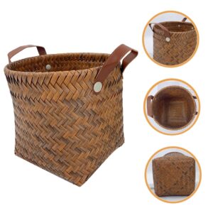 YARNOW Rattan Storage Basket Plant Basket Cubicle Shelf Plastic Shelving Cube Organizer Shelf Basket for Blankets Plastic Containers Desktop Woven Basket at Home Finishing Basket Pp Vine