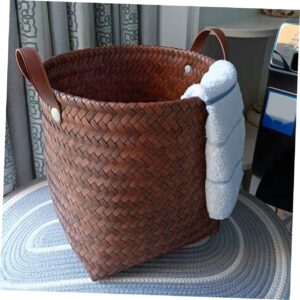 YARNOW Rattan Storage Basket Plant Basket Cubicle Shelf Plastic Shelving Cube Organizer Shelf Basket for Blankets Plastic Containers Desktop Woven Basket at Home Finishing Basket Pp Vine