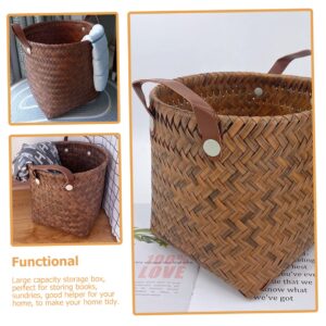 YARNOW Rattan Storage Basket Plant Basket Cubicle Shelf Plastic Shelving Cube Organizer Shelf Basket for Blankets Plastic Containers Desktop Woven Basket at Home Finishing Basket Pp Vine