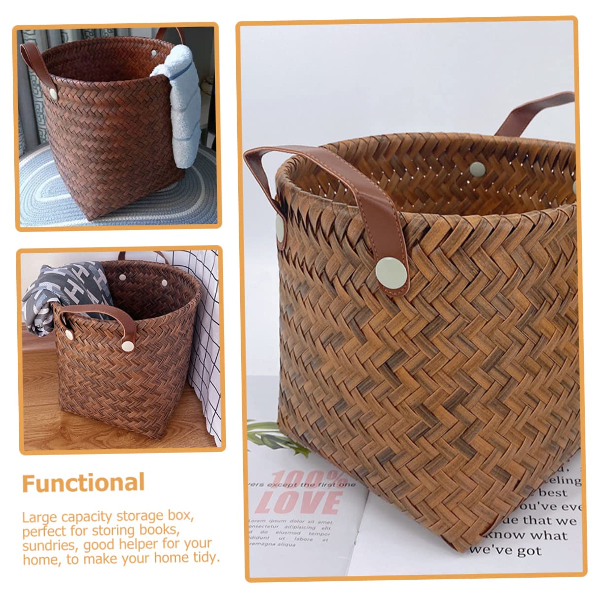 YARNOW Rattan Storage Basket Plant Basket Cubicle Shelf Plastic Shelving Cube Organizer Shelf Basket for Blankets Plastic Containers Desktop Woven Basket at Home Finishing Basket Pp Vine