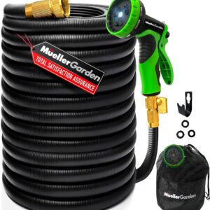 Janska by Mueller Expandable Garden Hose 50 ft. Flexible & Lightweight Garden Hose that Extends and Retracts, Kink and Tangle Resistant, with 9 Function Spray Nozzle