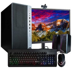 hp elitedesk 800g4 tower desktop computer | hexa core intel i7 (3.4) | 16gb ddr4 ram | 500gb ssd solid state | windows 11 professional | new 22in lcd monitor | home or office pc (renewed)