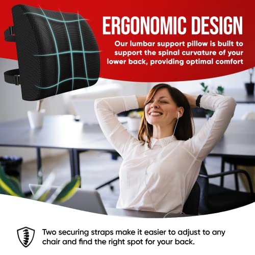 FORTEM Chair Seat Cushion (Mesh, Black) + Lumbar Support