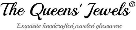 THE QUEENS' JEWELS Diamond Dollar Jeweled Stemless Wine Glass, 21 oz. - Unique Gift for Women, Birthday, Cute, Fun, Not Painted, Decorated, Bling, Bedazzled, Rhinestone