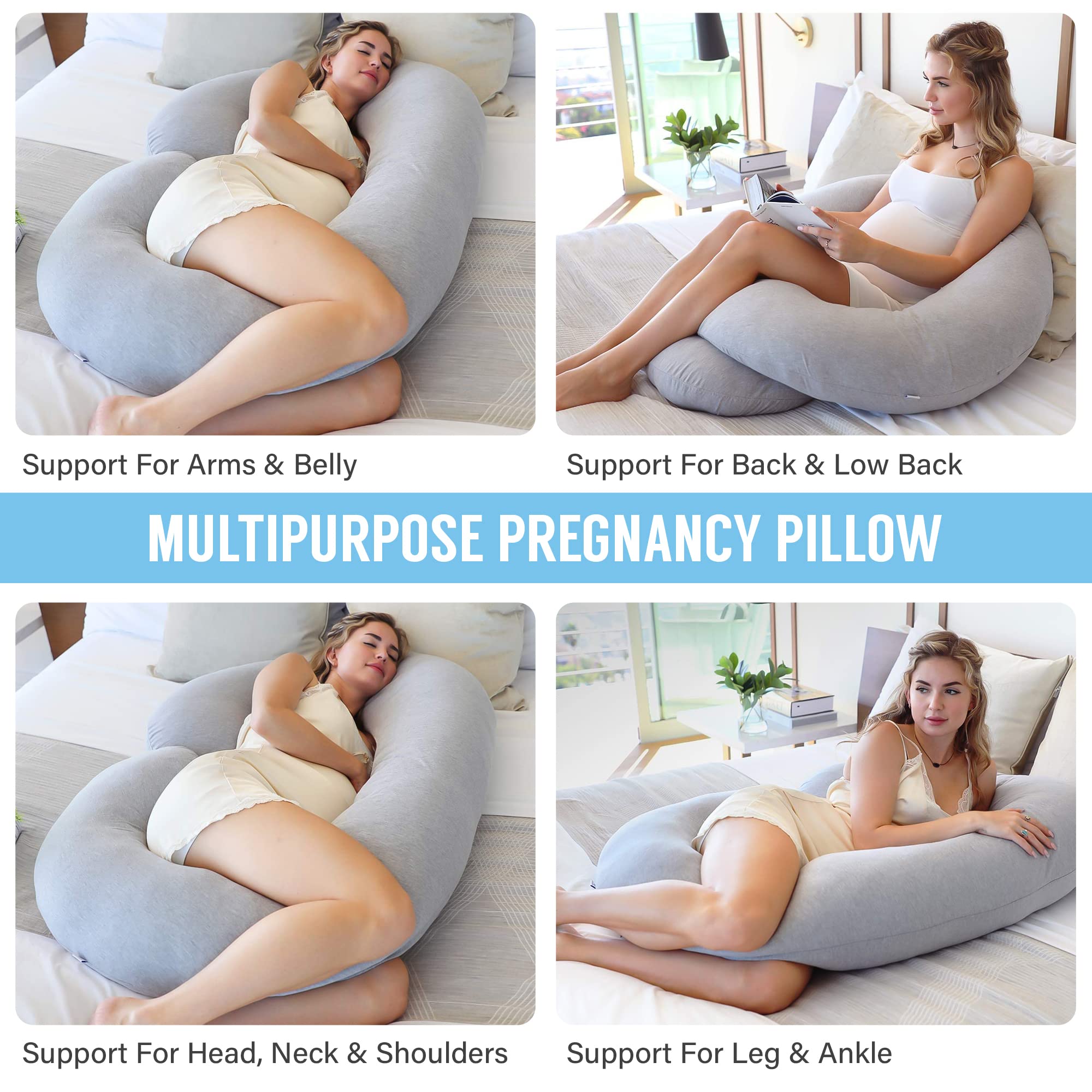 Pharmedoc Pregnancy Pillows, C-Shape Full Body Pillow – Jersey Cover Dark Grey – Pregnancy Pillows for Sleeping – Body Pillows for Adults, Maternity Pillow and Pregnancy Must Haves, New Mom Gifts