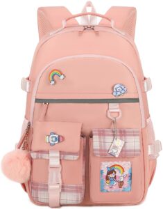 hey yoo cute school backpack for girls backpack for school bag kids backpacks for girls kawaii bookbag for teen girls (pink)