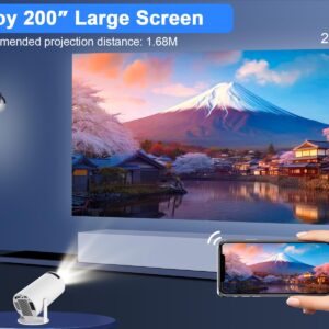 Mini Projector, Magcubic HY300 Auto Keystone Correction Portable Projector, 4K/ 200 ANSI Smart Projector with 2.4/5G WiFi, BT 5.0, 130 Inch Screen, 180 Degree Flip, Round Design, Home Video Projector