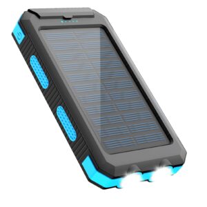 annero solar charger, 38800mah power bank, 15w fast charging portable phone charger waterproof external battery packs with dual led flashlights, compass for outdoor camping travel