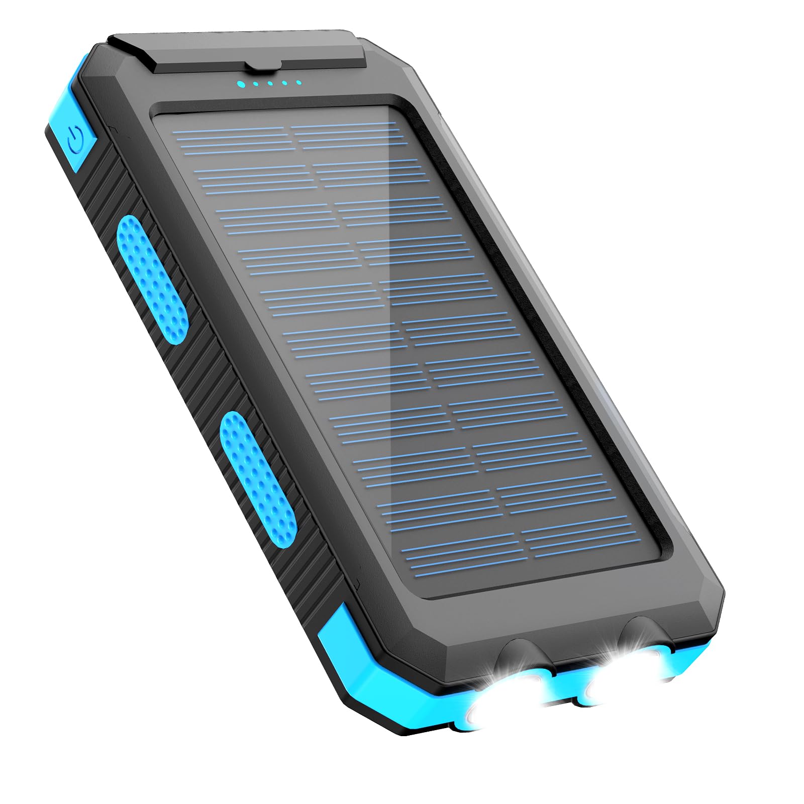 Annero Solar Charger, 38800mAh Power Bank, 15W Fast Charging Portable Phone Charger Waterproof External Battery Packs with Dual LED Flashlights, Compass for Outdoor Camping Travel