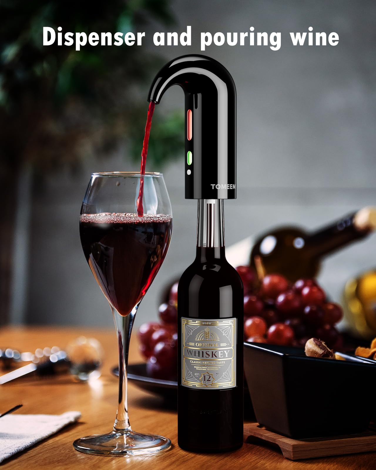 Electric Wine Decanter with One-Touch Pouring, Wine Aerator with Triple Aeration Functions, Red Light Indicator, and Magnetic Wake-Up - Perfect Wine Accessories Gift for Wine Lovers