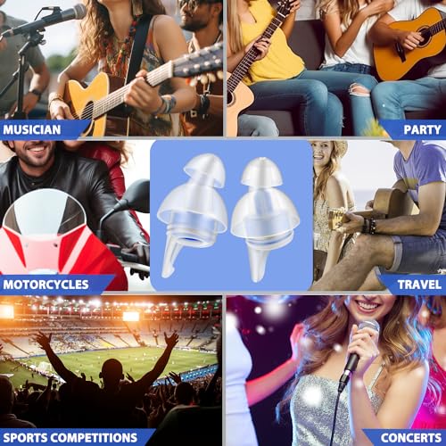 Laudexua High Fidelity Concert Ear Plugs, 2 Pairs Ear Protection Musician Earplugs for Concerts, Music Festival, Motorcycle, and Other Noise Reduction Events