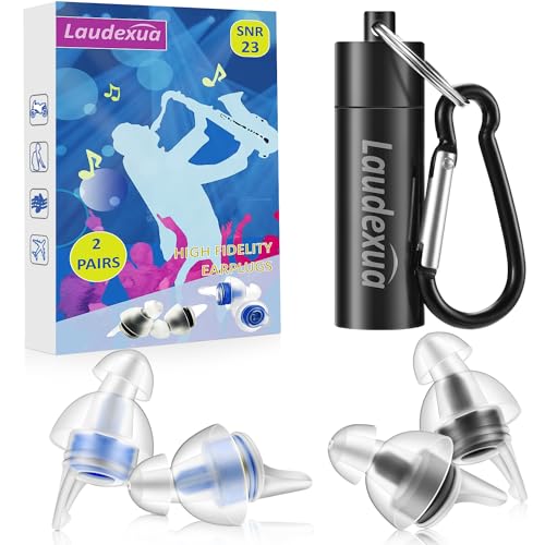 Laudexua High Fidelity Concert Ear Plugs, 2 Pairs Ear Protection Musician Earplugs for Concerts, Music Festival, Motorcycle, and Other Noise Reduction Events