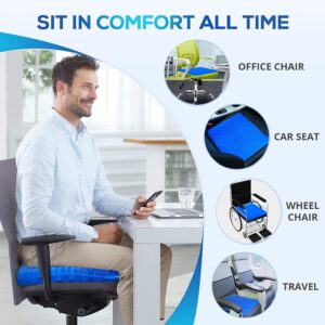 Gel Seat Cushion for Long Sitting Pressure Relief (Super Large & Thick) - Non-Slip Gel Chair Cushion for Back,Sciatica,Tailbone Pain Relief - Seat Cushion for Office Desk Chair,Car Seat,Wheelchair