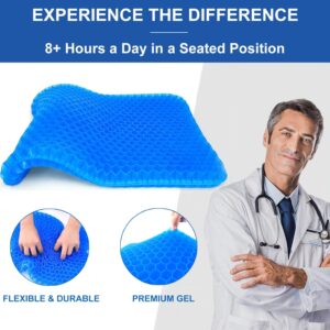 Gel Seat Cushion for Long Sitting Pressure Relief (Super Large & Thick) - Non-Slip Gel Chair Cushion for Back,Sciatica,Tailbone Pain Relief - Seat Cushion for Office Desk Chair,Car Seat,Wheelchair