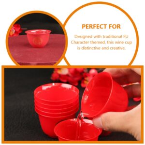 Kichvoe Whiskey Glasses 50pcs Chinese Wedding Cup Plastic Shot Cups Red Wine Cup Wine Drinking Cups Chinese Wedding Wine Cup for Chinese Baijiu Wine Plastic Wine Glasses