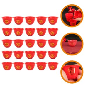 Kichvoe Whiskey Glasses 50pcs Chinese Wedding Cup Plastic Shot Cups Red Wine Cup Wine Drinking Cups Chinese Wedding Wine Cup for Chinese Baijiu Wine Plastic Wine Glasses