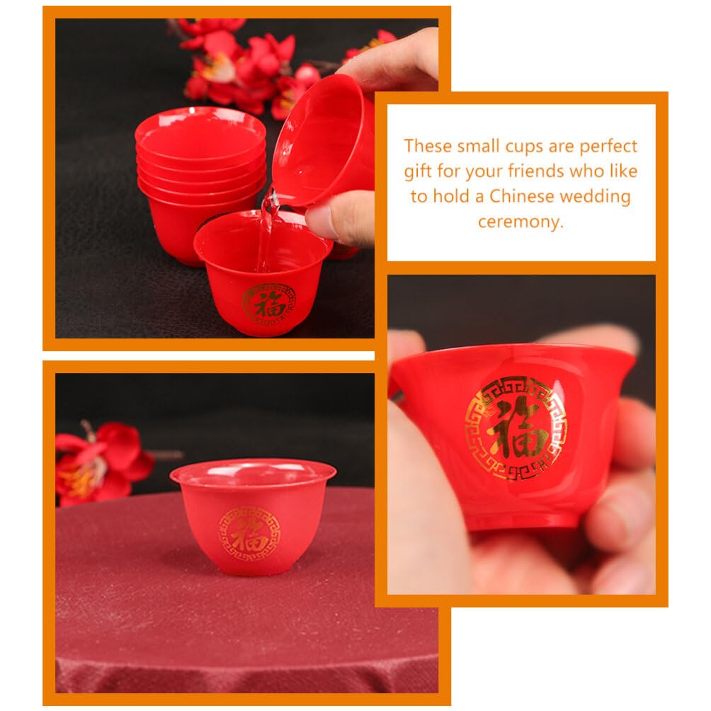 Kichvoe Whiskey Glasses 50pcs Chinese Wedding Cup Plastic Shot Cups Red Wine Cup Wine Drinking Cups Chinese Wedding Wine Cup for Chinese Baijiu Wine Plastic Wine Glasses