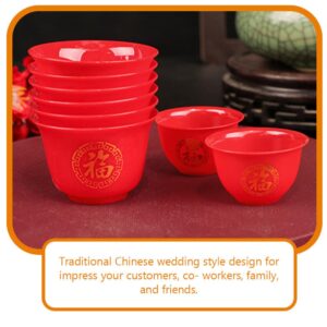 Kichvoe Whiskey Glasses 50pcs Chinese Wedding Cup Plastic Shot Cups Red Wine Cup Wine Drinking Cups Chinese Wedding Wine Cup for Chinese Baijiu Wine Plastic Wine Glasses