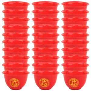 Kichvoe Whiskey Glasses 50pcs Chinese Wedding Cup Plastic Shot Cups Red Wine Cup Wine Drinking Cups Chinese Wedding Wine Cup for Chinese Baijiu Wine Plastic Wine Glasses