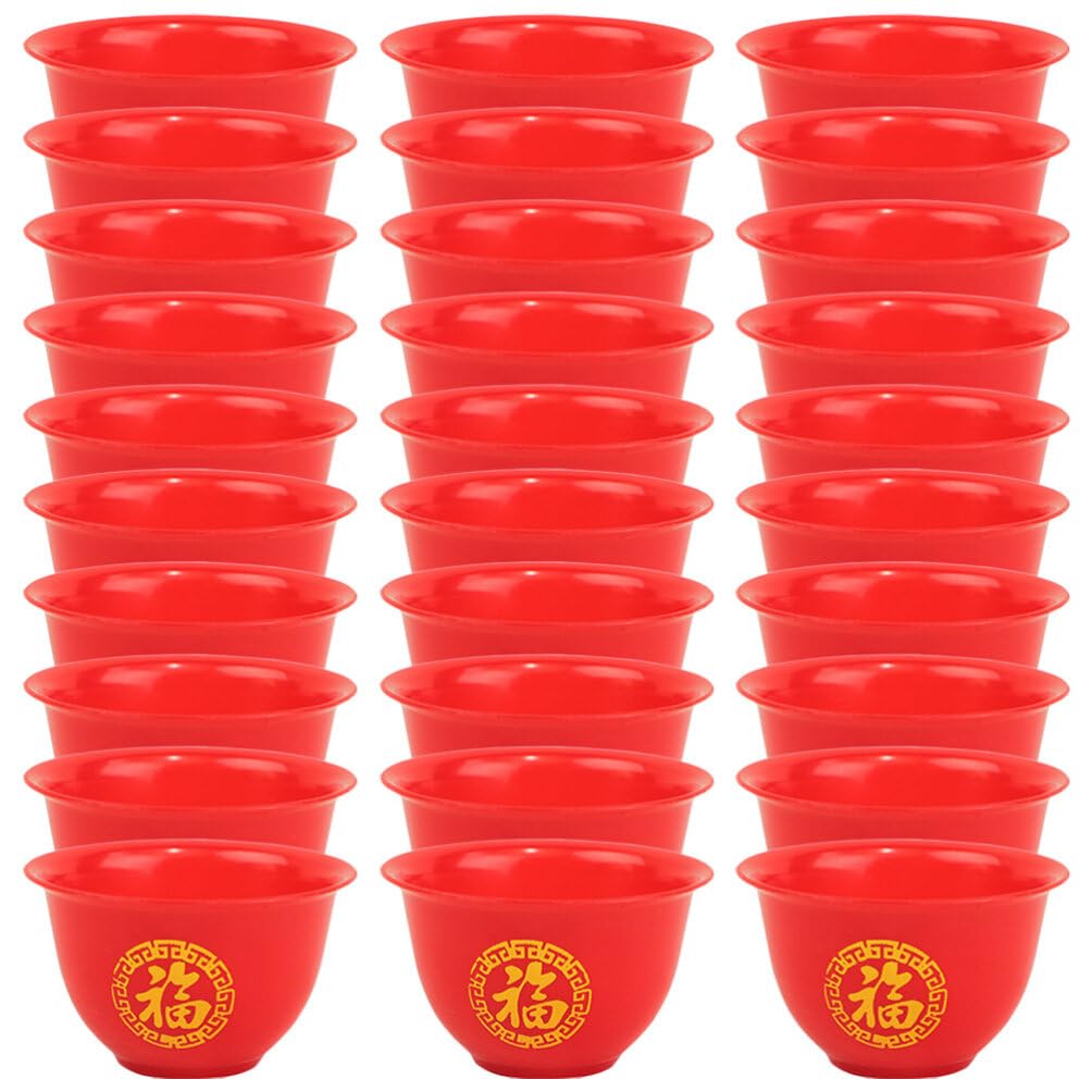 Kichvoe Whiskey Glasses 50pcs Chinese Wedding Cup Plastic Shot Cups Red Wine Cup Wine Drinking Cups Chinese Wedding Wine Cup for Chinese Baijiu Wine Plastic Wine Glasses