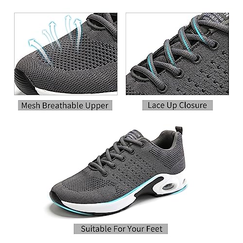 Lymeral Extra Wide Walking Shoes, Lace Up, Non Slip, Comfortable, Mesh Upper, Grey, 10