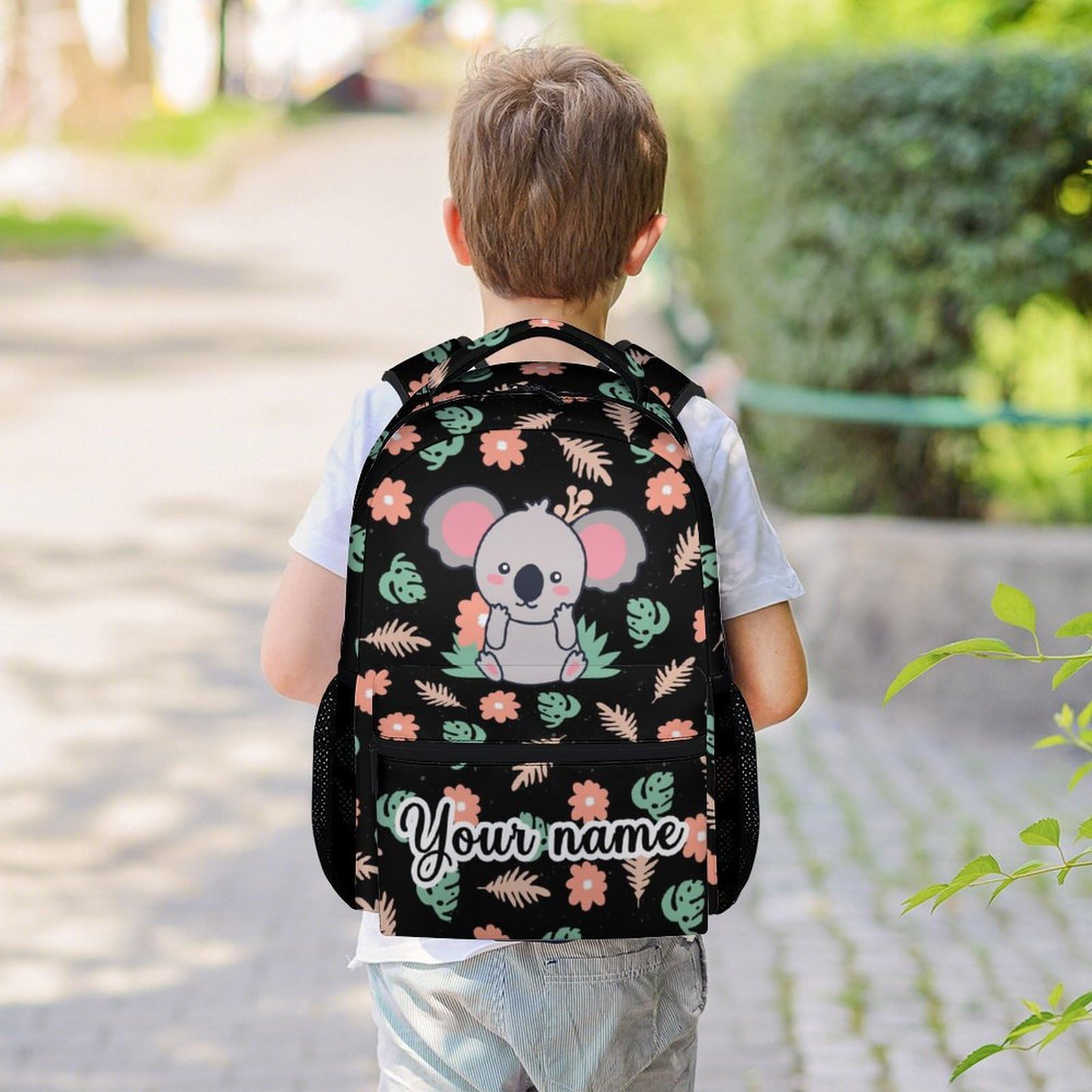 AIOMXZZ Personalized Koala Backpack Gifts with Text Name, 16 Inch Cute Koala Bookbag Durable, Lightweight, Large Capacity, Funny Animal Backpack for School Girls Kids Women