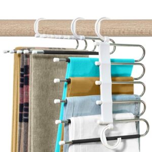 (3-pack) space-saving plastic hangers, clothes & pants hangers for clothing storage and closet organizer system, jean hanger and pants organizer for kids,hanger organizer perfect for home or office.