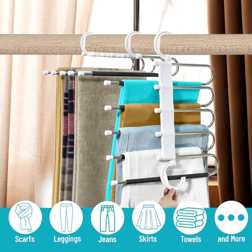 (3-Pack) Space-Saving Plastic Hangers, Clothes & Pants Hangers for Clothing Storage and Closet Organizer System, Jean Hanger and Pants Organizer for Kids,Hanger Organizer Perfect for Home or Office.