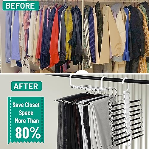 (3-Pack) Space-Saving Plastic Hangers, Clothes & Pants Hangers for Clothing Storage and Closet Organizer System, Jean Hanger and Pants Organizer for Kids,Hanger Organizer Perfect for Home or Office.