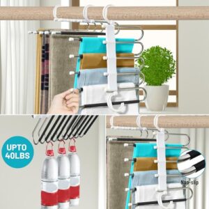 (3-Pack) Space-Saving Plastic Hangers, Clothes & Pants Hangers for Clothing Storage and Closet Organizer System, Jean Hanger and Pants Organizer for Kids,Hanger Organizer Perfect for Home or Office.