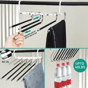 (3-Pack) Space-Saving Plastic Hangers, Clothes & Pants Hangers for Clothing Storage and Closet Organizer System, Jean Hanger and Pants Organizer for Kids,Hanger Organizer Perfect for Home or Office.