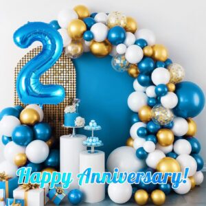 Blue Number 2 Balloon 40 Inch, Big Large Foil Helium Number Balloons, Jumbo Giant Mylar Number 2 Balloons for 2 Second Birthday Party Decorations Supplies Anniversary Celebration