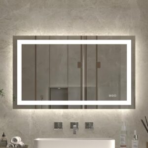 exbrite 40x24 inches led bathroom lighted mirror,wall mounted mirror,anti fog,dimmable,dual lighting mode,tempered glass