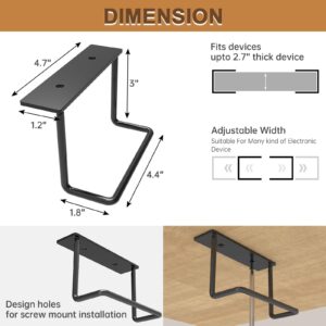 FOROIRON Under Desk Laptop Mount, Under Desk Shelf Bracket Compatible with Devices Maximum 2.7” Tall, Aluminum Under Desk Laptop Holder Tray,Durable Under Desk Shelf for Laptop/Keyboard Storage