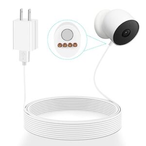 charger power for google nest cam outdoor or indoor, battery - 2nd generation, nest camera power cord, waterproof, 16ft long charging cable