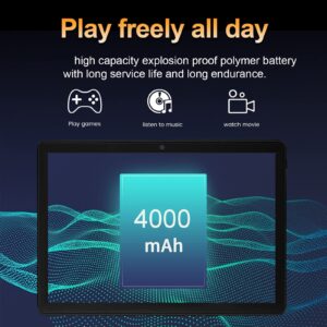 ufehgfjh Upgraded 2+16g 10.1 Inch Android 10.0 System Tablet Pc HD Screen WiFi Bluetooth Voice Call Game Video Learning Tablet Dual Sim Dual Standby Full Netcom 4000mah Battery (Black)