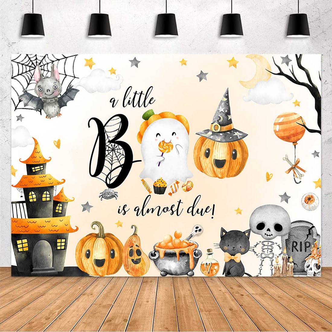 Avezano Pink Halloween Baby Shower Backdrop for Girl A Little Boo is Almost Due Baby Shower Party Decorations Spooky Ghost Little Boo Halloween Backdground (7x5ft)