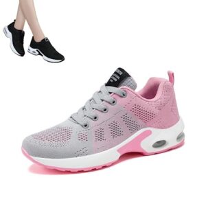 musabela orthopedic sneakers for women,comfortable orthopedic shoes,lightweight anti-slip casual walking air cushion shoes. (8 us, gray-pink)