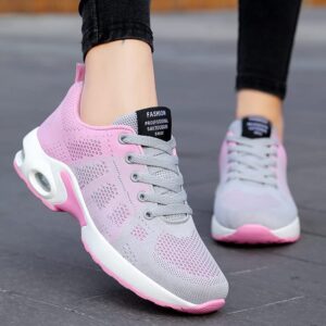 Musabela Orthopedic Sneakers for Women,Comfortable Orthopedic Shoes,Lightweight Anti-Slip Casual Walking Air Cushion Shoes. (8 US, Gray-Pink)