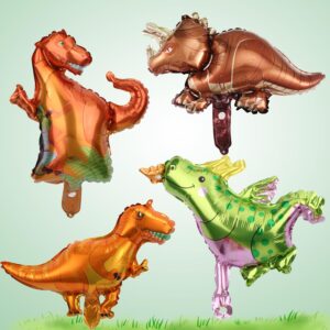 Dinosaur Balloon Set, 40 Inch Large Aluminum Foil Number Balloon with 4 Styles Cute Dinosaur Balloon Green Dinosaur Balloons for Birthday Party, Anniversary Theme Party Decoration (Number 2)